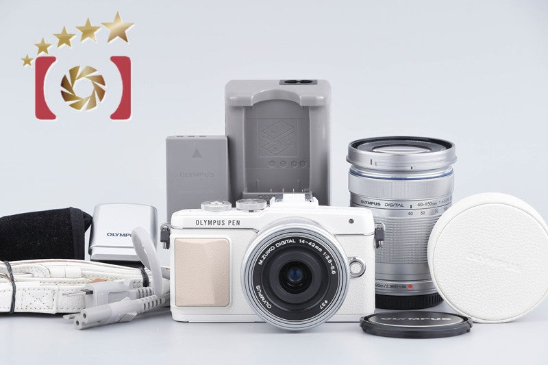 "Count 481" Olympus PEN Lite E-PL7 White 16.1 MP EZ 14-42 40-150 Lens from Japan