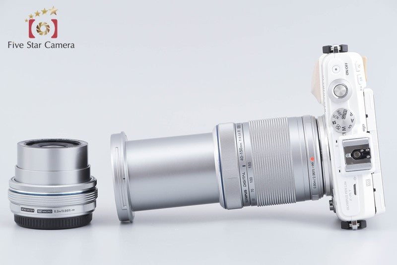 "Count 481" Olympus PEN Lite E-PL7 White 16.1 MP EZ 14-42 40-150 Lens from Japan