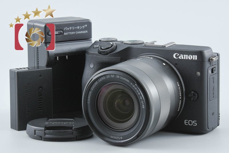 Canon EOS M3 Black 24.2 MP Digital Camera EF-M 18-55 IS STM Lens from Japan