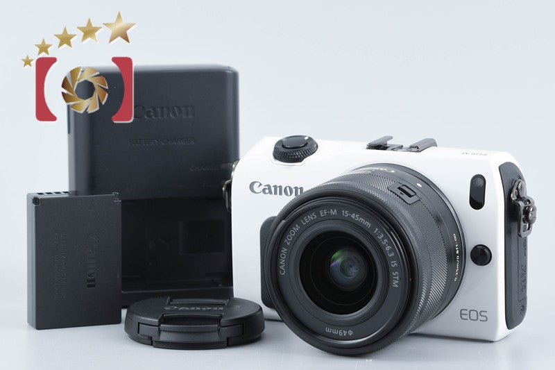 Canon EOS M White 18.0 MP Mirrorless Camera EF-M 15-45 IS STM Lens from Japan