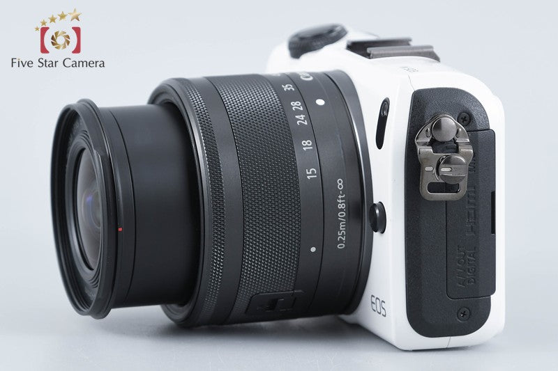 Canon EOS M White 18.0 MP Mirrorless Camera EF-M 15-45 IS STM Lens from Japan