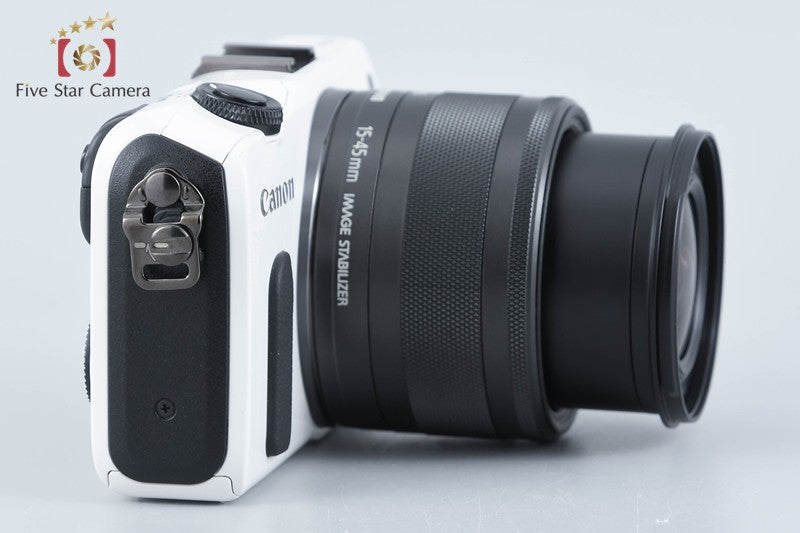 Canon EOS M White 18.0 MP Mirrorless Camera EF-M 15-45 IS STM Lens from Japan