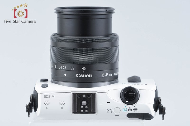 Canon EOS M White 18.0 MP Mirrorless Camera EF-M 15-45 IS STM Lens from Japan