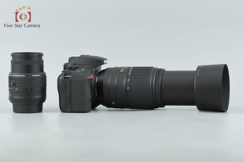 "Count 1,497" Nikon D5500 24.2 MP DSLR Black 18-55 55-300 VR Lenses from Japan