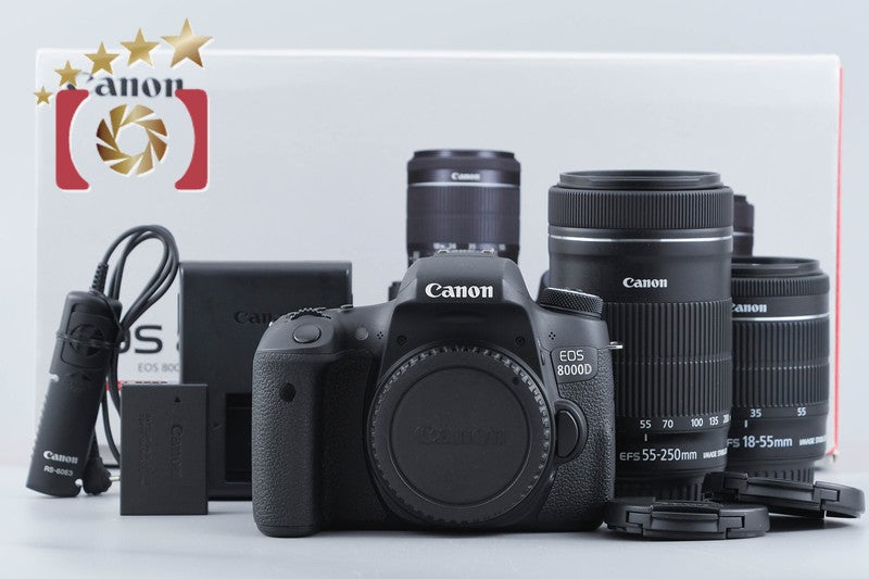 Canon EOS 8000D / Rebel T6s / 760D 24.2 MP EF-S 18-55 55-250 Lenses from Japan