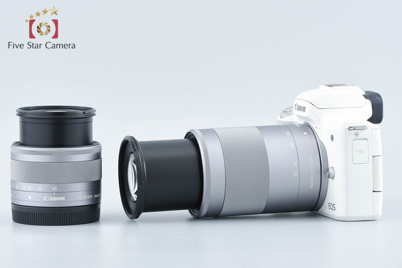 Canon EOS Kiss M2 White 24.1 MP EF-M 15-45 55-200 Lenses from Japan