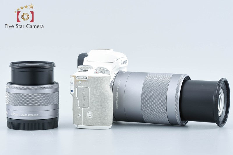 Canon EOS Kiss M2 White 24.1 MP EF-M 15-45 55-200 Lenses from Japan