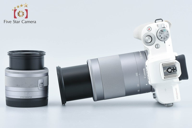 Canon EOS Kiss M2 White 24.1 MP EF-M 15-45 55-200 Lenses from Japan