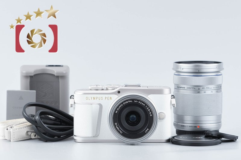 "Count 2,980" Olympus PEN Lite E-PL9 White 16.1MP 14-42 40-150 Lenses from Japan