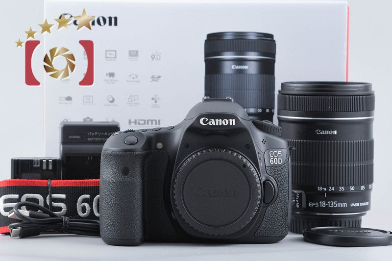 "Count 719" Canon EOS 60D 18.0 MP DSLR Camera EF-S 18-135 Lens w/ Box from Japan