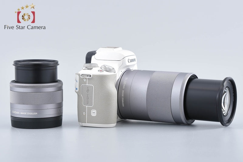 Canon EOS Kiss M / M50 White 24.0MP 15-45 55-200 IS STM Lenses w/ Box from Japan
