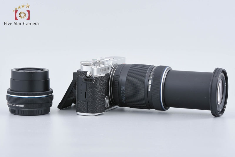 "Count 351" Olympus PEN E-P7 Silver 20.3 MP EZ 14-42 40-150 Lenses from Japan