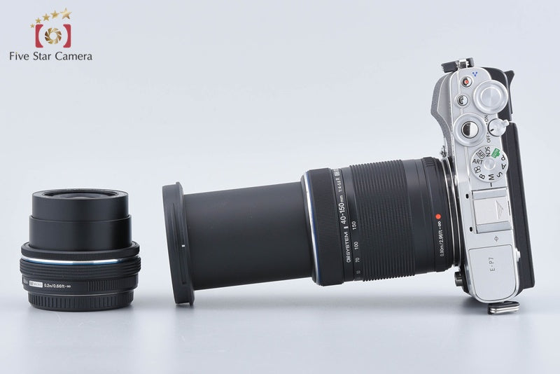 "Count 351" Olympus PEN E-P7 Silver 20.3 MP EZ 14-42 40-150 Lenses from Japan