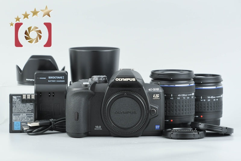 "Count 1,363" Olympus E-510 10.0 MP DSLR Camera 14-42 40-150 Lenses from Japan