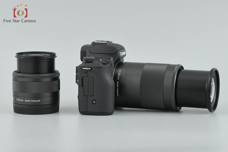 Canon EOS Kiss M / M50 Black 24.0 MP 15-45 55-200 IS STM Lenses