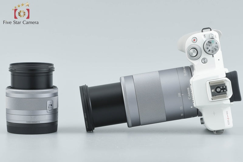 Canon EOS Kiss M2 White 24.1 MP EF-M 15-45 55-200 Lenses