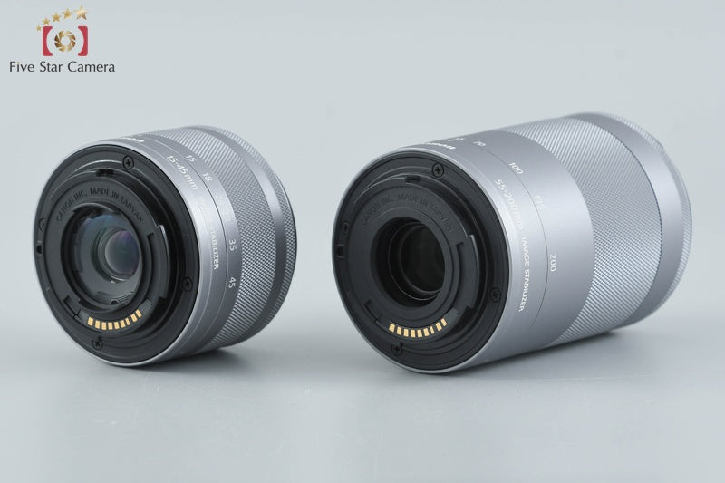 Canon EOS Kiss M2 White 24.1 MP EF-M 15-45 55-200 Lenses