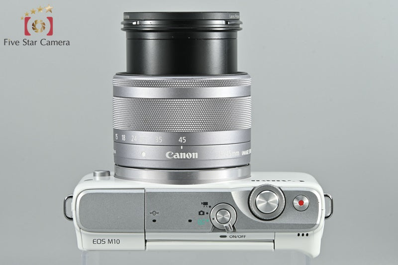 Canon EOS M10 White 18.0 MP Digital Mirrorless Camera 15-45 Lens