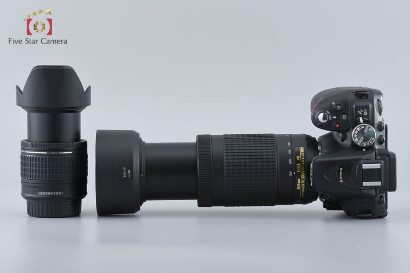 "Count 3,844" Nikon D5300 Black 24.2 MP DSLR Camera 18-55 70-300 Lenses