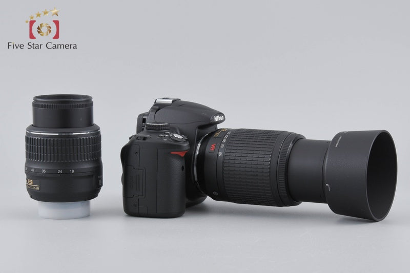 "Count 3,874" Nikon D5000 12.3 MP DSLR Camera 18-55 55-200 VR Lenses