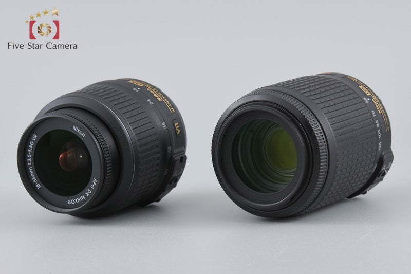 "Count 3,874" Nikon D5000 12.3 MP DSLR Camera 18-55 55-200 VR Lenses