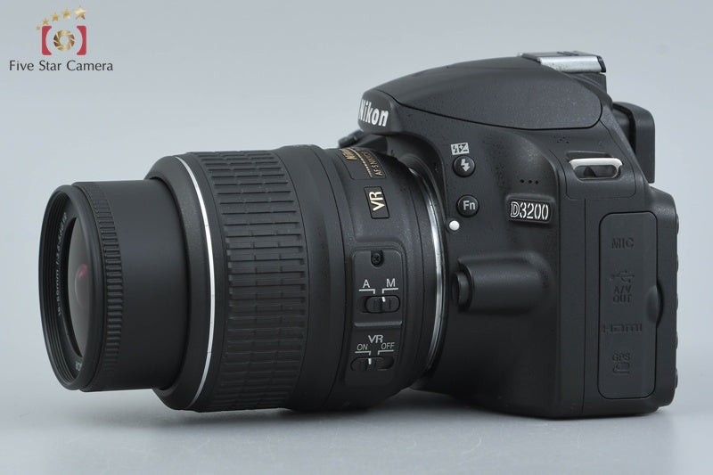 "Count 2,994" Nikon D3200 24.2 MP DSLR Black AF-S DX NIKKOR 18-55 VR Lens