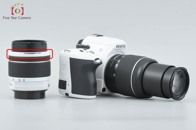 Pentax K-50 White 16.3 MP Digital SLR Camera 18-55 50-200 Lenses