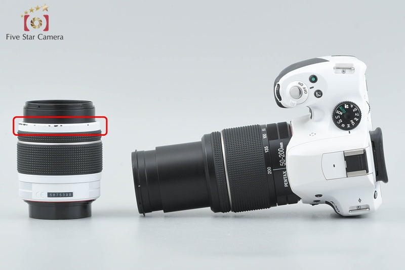 Pentax K-50 White 16.3 MP Digital SLR Camera 18-55 50-200 Lenses
