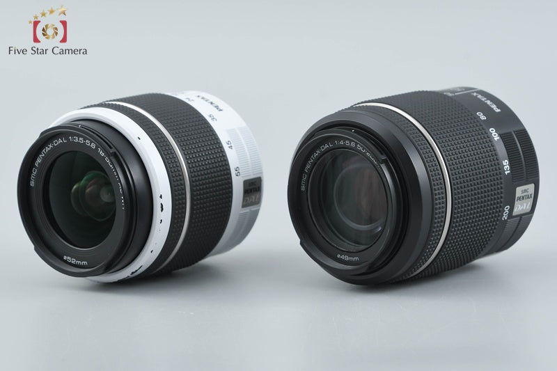 Pentax K-50 White 16.3 MP Digital SLR Camera 18-55 50-200 Lenses