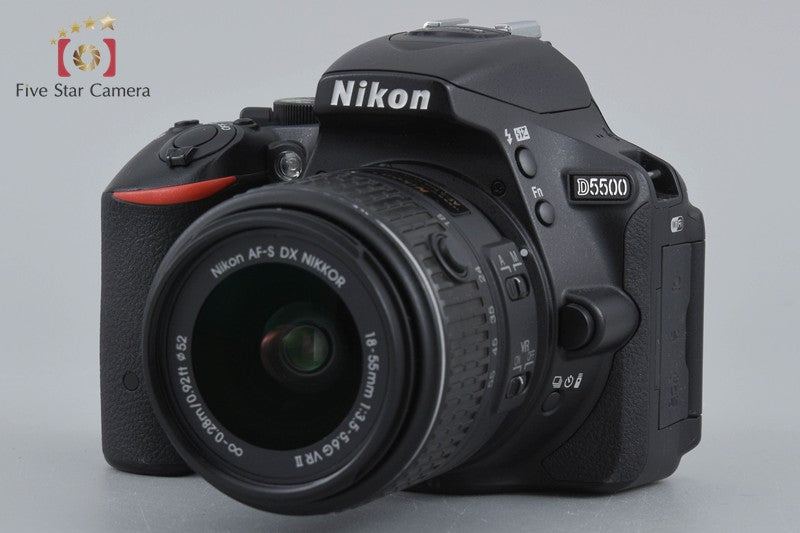 "Count 3,174" Nikon D5500 Black 24.2 MP Digital SLR Camera 18-55 VR II Lens