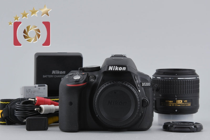 "Count 1,540" Nikon D5300 Black 24.2 MP DSLR Camera 18-55 VR II Lens