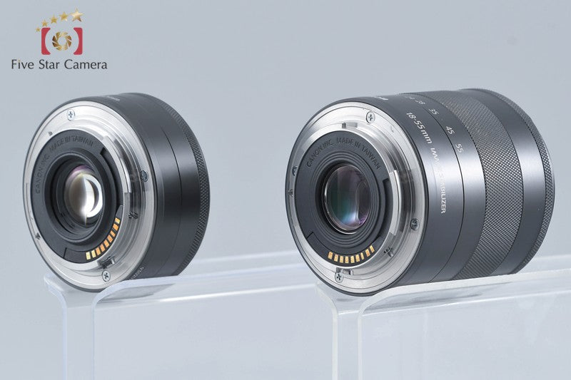 Canon EOS M Red 18.0 MP Mirrorless Camera 18-55 22 Lenses w/ Box