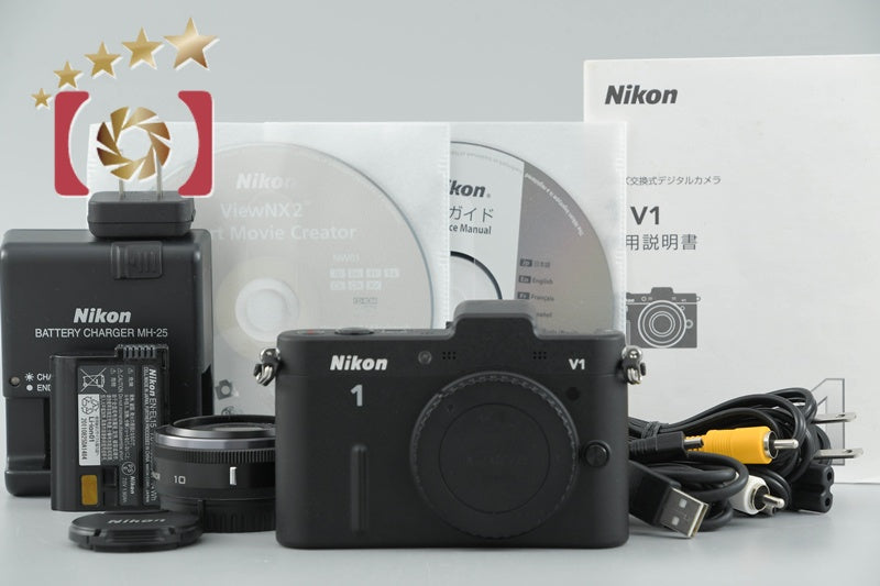 Count 1,687 Nikon 1 V1 Black 10.1 MP Digital SLR Camera 10mm Lens