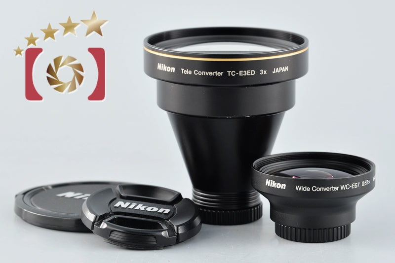 Excellent!! Nikon Wide Converter WC-E67 0.67x + Tele Converter TC-E3ED 3x