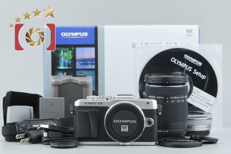 "Count 1,506" Olympus PEN Lite E-PL7 Silver 16.1 MP EZ 14-42 40-150 Lenses