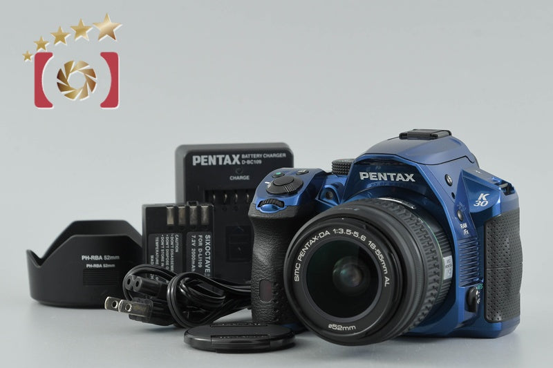 PENTAX K-30 Crystal Blue 16.3 MP DSLR Camera + SMC DA 18-55mm f/3.5-5.6 AL