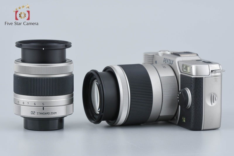 "Count 960" PENTAX Q7 Silver 12.4 MP Digital Camera 5-15 15-45 Lenses w/ Box