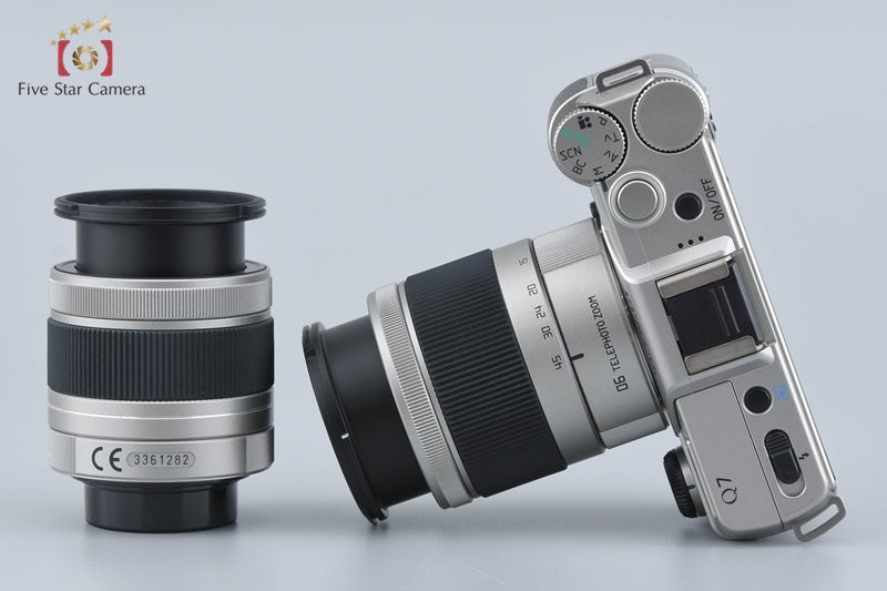 "Count 960" PENTAX Q7 Silver 12.4 MP Digital Camera 5-15 15-45 Lenses w/ Box