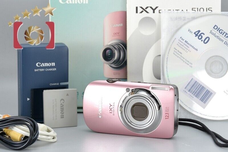 Very Good!! Canon IXY DIGITAL 510 IS Pink 12.1 MP Digital Camera w/Box