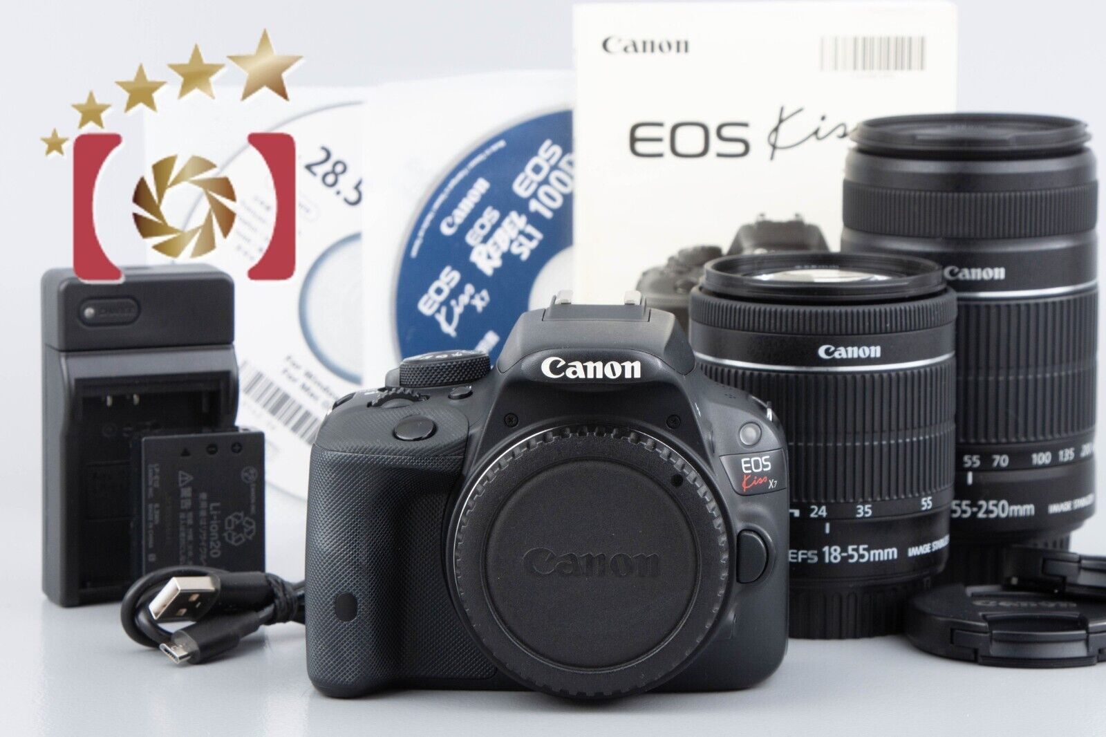 Canon EOS Kiss X7 / Rebel SL1 / 100D 18.0 MP DSLR EF-S 18-55 55-250 Le