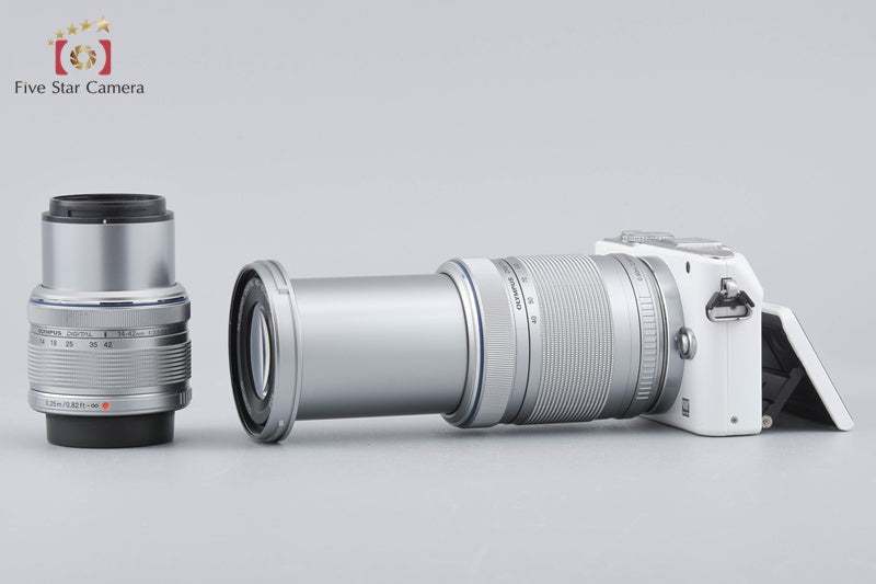 Shutter count 4,282 Olympus PEN Lite E-PL3 White 12.3 MP 14-42 40-150 Lenses