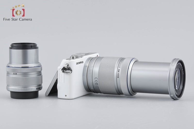 Shutter count 4,282 Olympus PEN Lite E-PL3 White 12.3 MP 14-42 40-150 Lenses