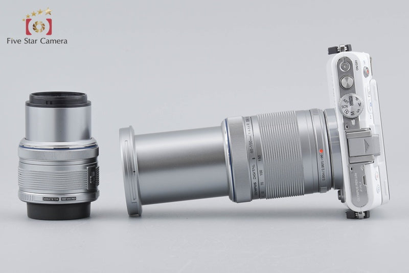 Shutter count 4,282 Olympus PEN Lite E-PL3 White 12.3 MP 14-42 40-150 Lenses