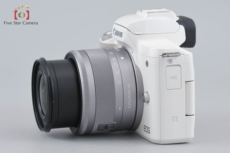 Canon EOS Kiss M / M50 White 24.0 MP EF-M 15-45 IS STM Lens