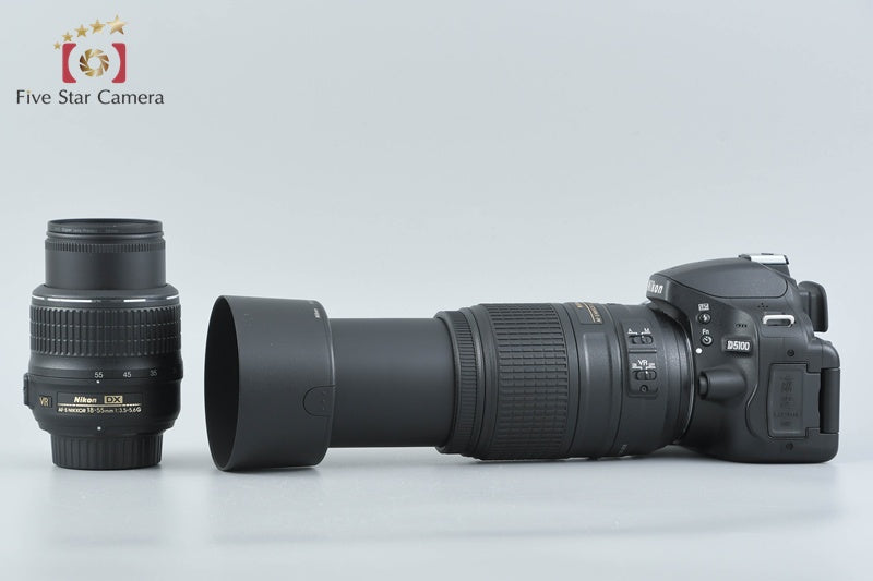 "Shutter count 3,084" Nikon D5100 16.2 MP SLR Digital Camera 18-55 55-300 Lenses