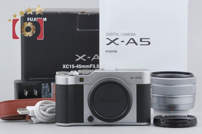 Fujifilm X-A5 Silver 24.2 MP Digital Mirrorless Camera 15-45 Lens w/ Box