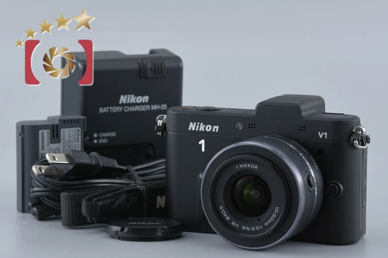 "Count 3,710" Nikon 1 V1 Black 10.1 MP Digital SLR Camera 10-30mm VR Lens