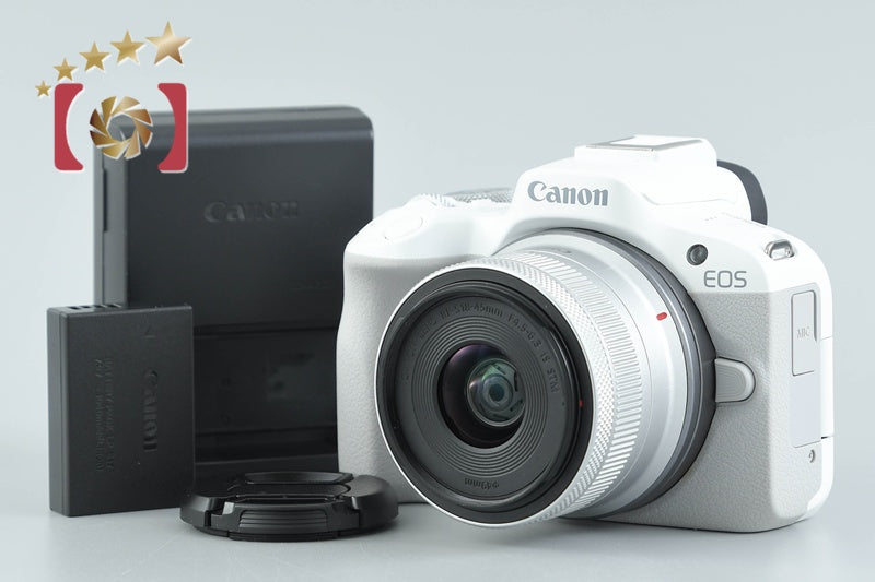 Canon EOS R50 White 24.2 MP Digital Mirrorless Camera RF-S 18-45 IS STM Lens