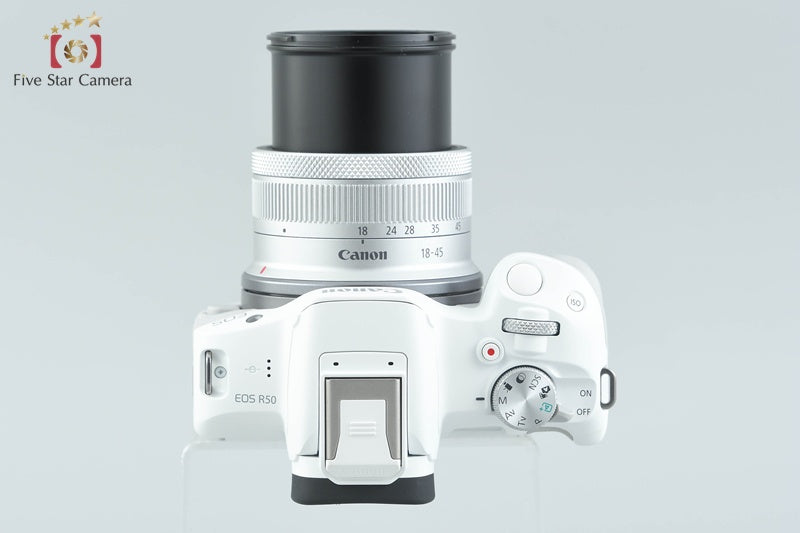 Canon EOS R50 White 24.2 MP Digital Mirrorless Camera RF-S 18-45 IS STM Lens