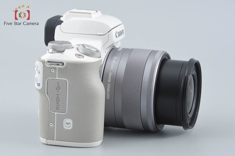 "Count 3,000" Canon EOS Kiss M / M50 White 24.0 MP 15-45 IS STM Lens w/ Box